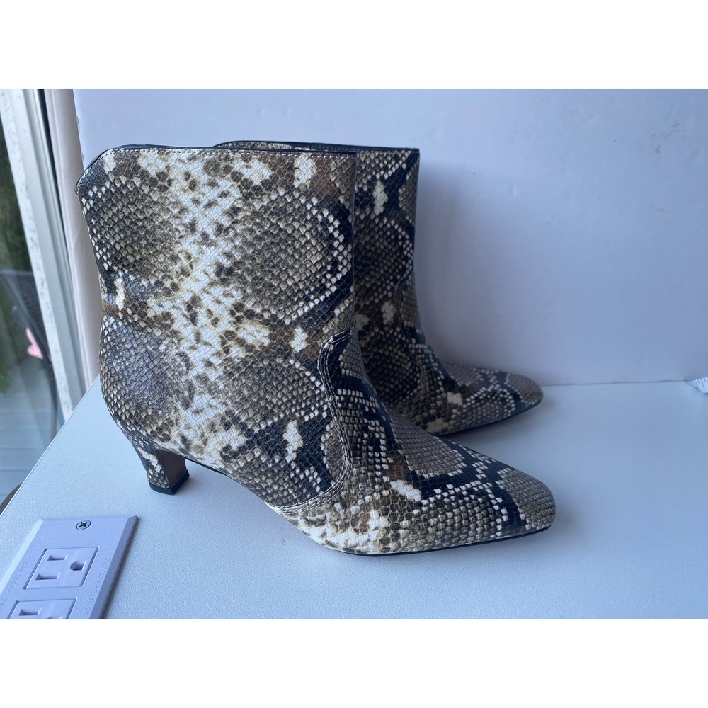 Sarto Franco Sartoβ Alexandria Snakeskin Print Square Toe Ankle Boots Brown 7.5M